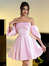 Elegant And Romantic Pink Satin Bow Three-Dimensional Sleeve Waist Party Prom Dress